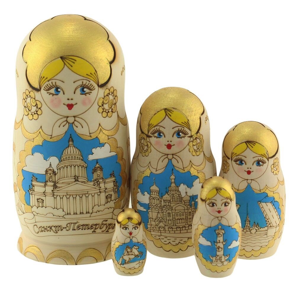 Матрёшка санкт-петербург 5-И кукольная 150*70 мм контуры С росписью
