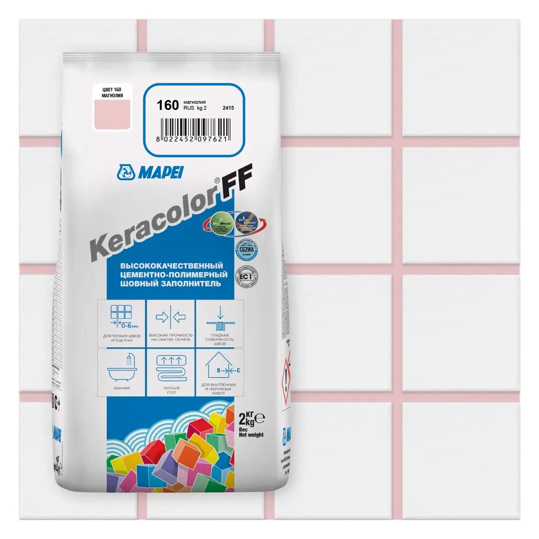 Затирка цементная Mapei Keracolor FF 160 цвет магнолия 2 кг