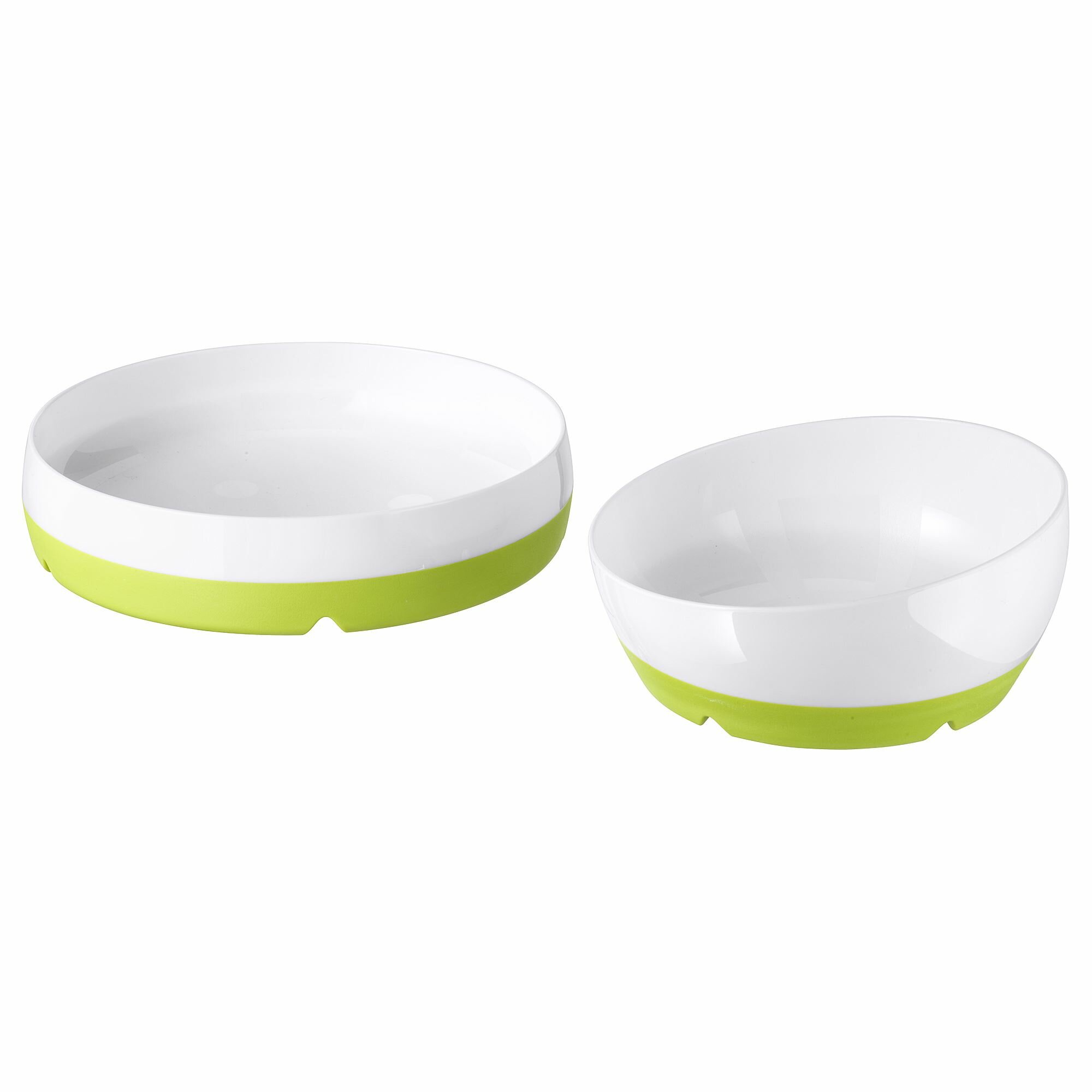 Икея / IKEA SMAGLI, SMAGLI, детская тарелка и миска, зелено-белые, 2 шт.