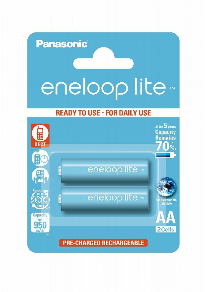 Аккумулятор Panasonic Eneloop Lite BK-3LCCE/2BE 950 mAh 2шт AA