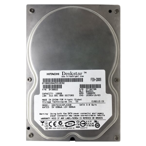 Жесткий диск Hitachi HDS721616PLA320 160Gb SATAII 35" HDD