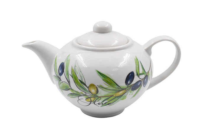 фото Чайник фарфор 800МЛ удачный оливки дулевский фарфор