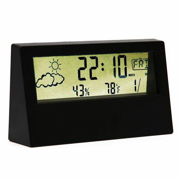 Часы - будильник электронные настольные: термометр, календарь, гигрометр, 13.3 x 7.4 см - фотография № 2