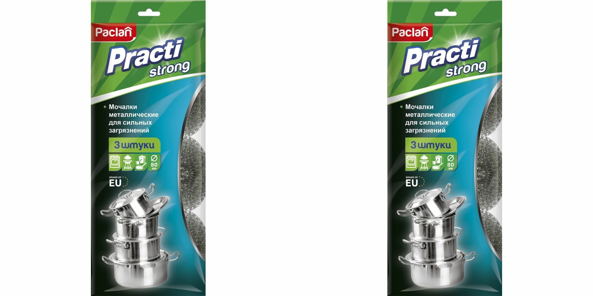 фото Paclan Мочалка металлическая 3 шт/уп, 2 уп.