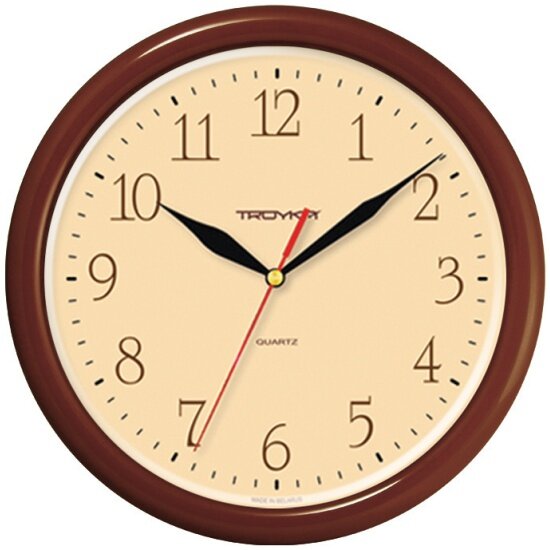 Часы настенные кварцевые Тройка 21234287, коричневый
