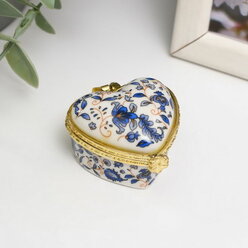 Шкатулка керамика сердце "Синие сказочные цветы" 4.2х4.7х3 см