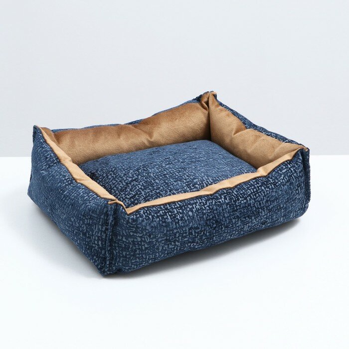 Лежанка под замшу с двусторонней подушкой 45 х 35 х 11 см мебельная ткань микс цветов