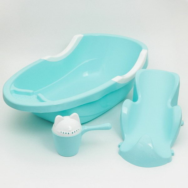 Набор для купания детский: ванночка 86 см горка ковш -лейка цвет голубой