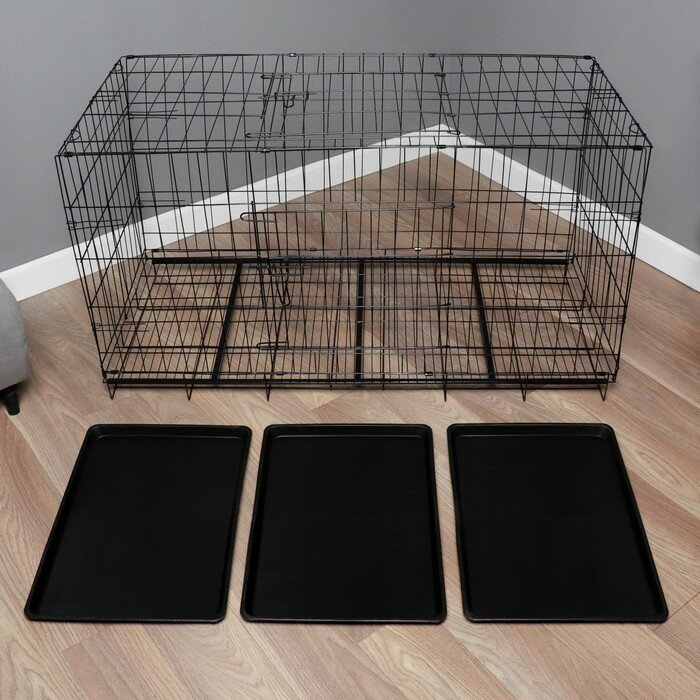 Клетка с люком для собак, 130 х 60 х 70 см, чёрная - фотография № 11