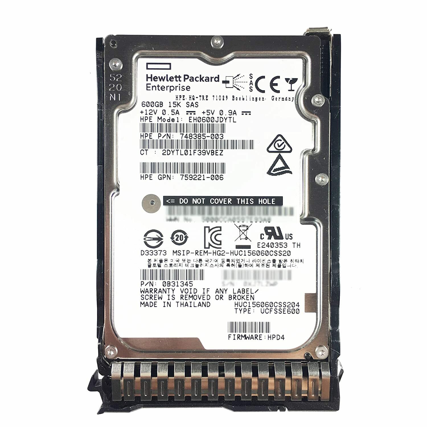 Жесткий диск HP 600GB 12G SAS 15K RPM SFF SC 748385-003