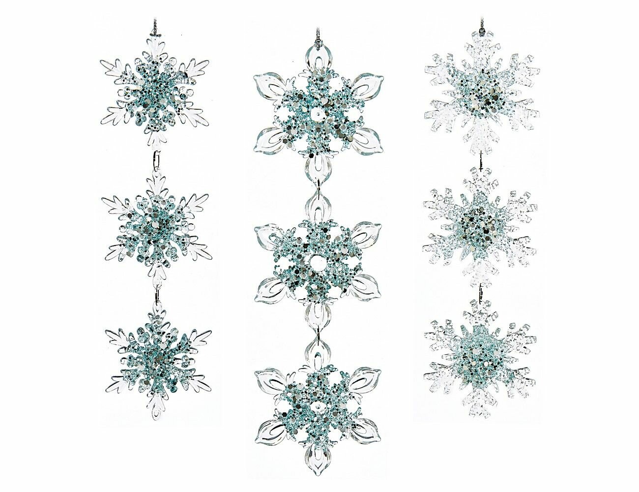 Набор ёлочных украшений-подвесок снежинки - ледяной хорал, акрил, 21 см, 3 шт, Kurts Adler D3142-набор