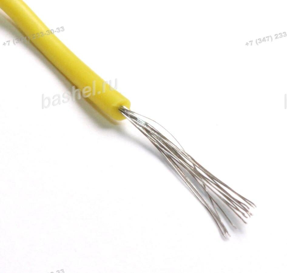 фото Провод силиконовый силовой 0,08 кв.мм (28AWG) 200°C желтый (медь луженая) электротовар