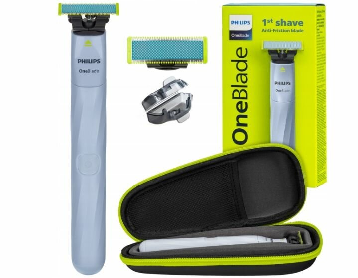 Электробритва Philips OneBlade First Shave QP1324/20, голубой - фотография № 1