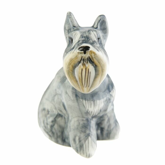 фото Весёлый фарфор Статуэтка фарфоровая "Миттельшнауцер серый", 8х5,5х4 см, авторская роспись