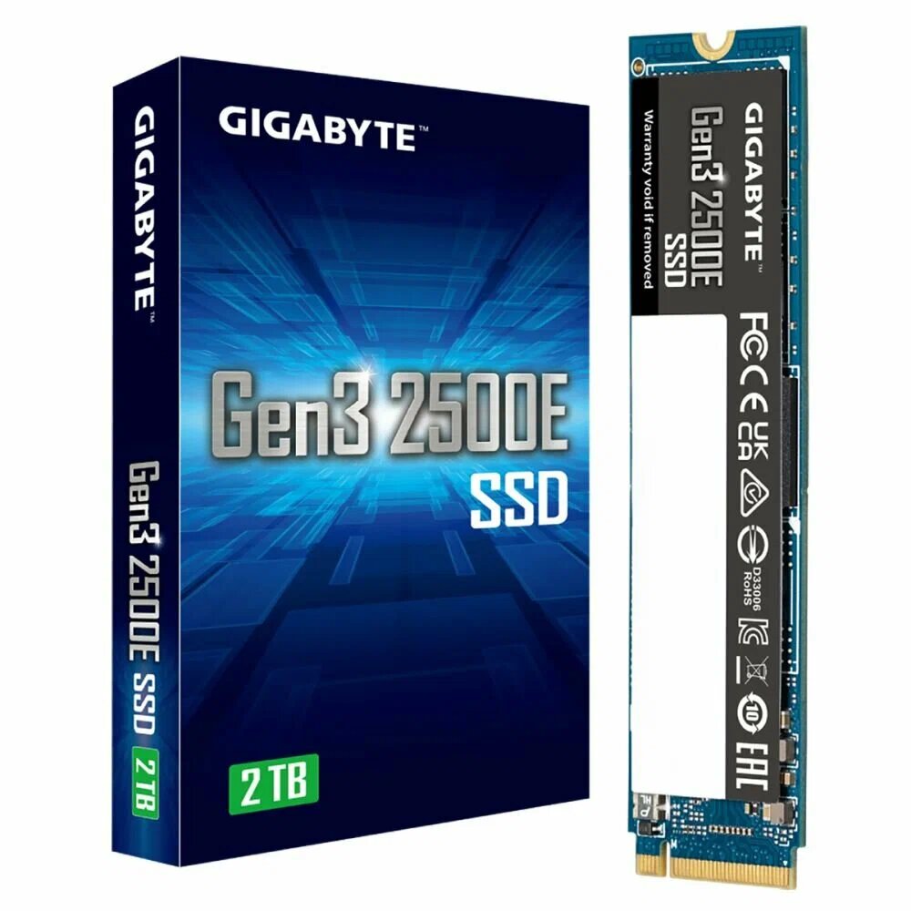 Твердотельный накопитель SSD Gigabyte 2TB M.2 2280 Gen3 2500E Gen3 2500E PCIe 3.0x4 NVMe 1.3 MTBF 1.5