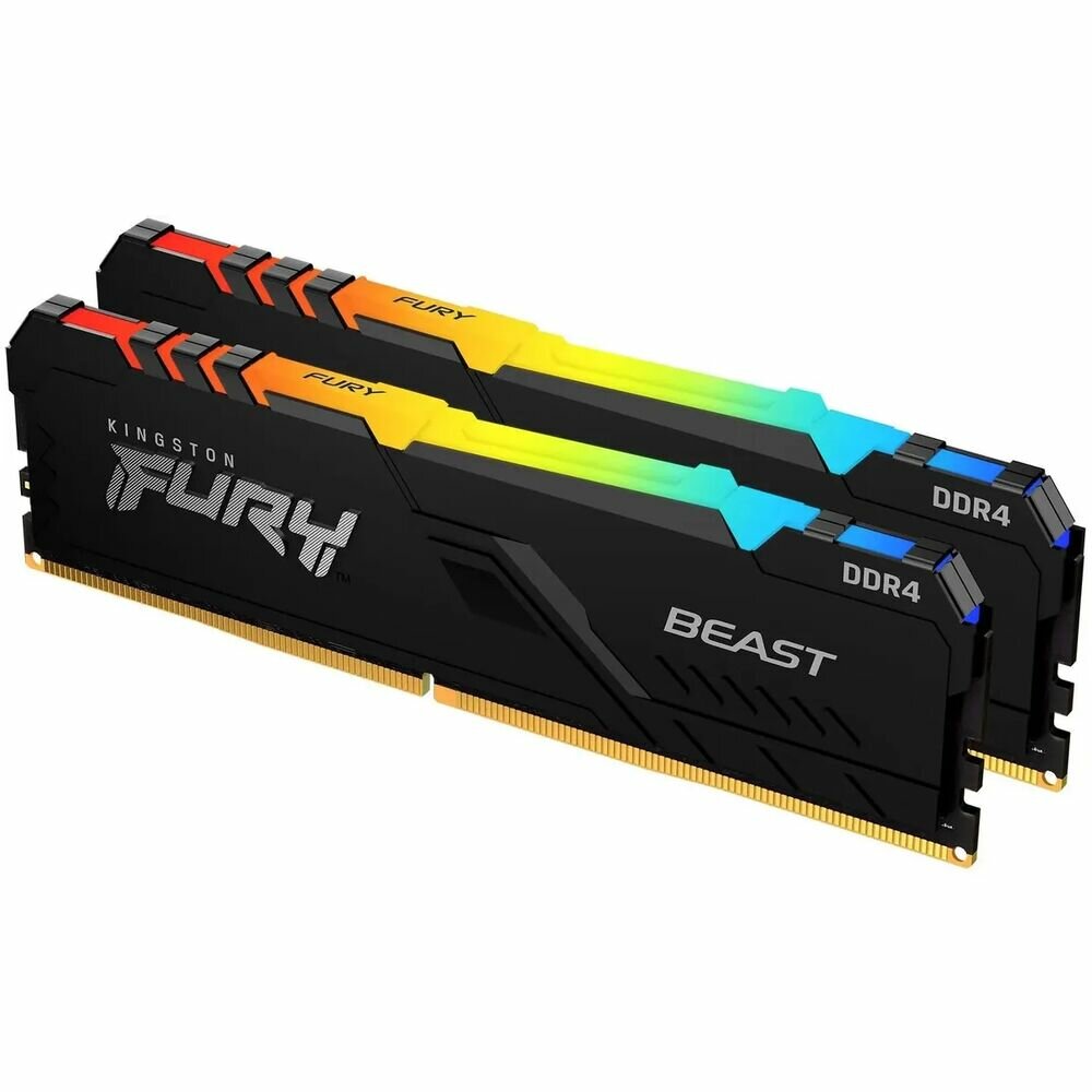 Модуль памяти DIMM 64Gb 2х32Gb DDR4 PC25600 3200MHz Kingston Fury Beast RGB Black (KF432C16BB2AK2/64)