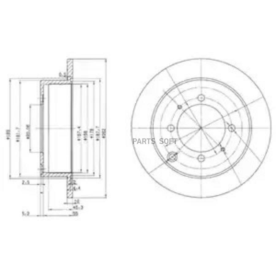 BG3400_диск тормозной задний!\ Mitsubishi Galant 2.0-2.5D 91> DELPHI / арт. BG3400 - (1 шт)