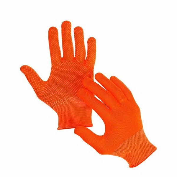 Перчатки х/б с нейлоновой нитью с ПВХ точками размер 8 оранжевые 