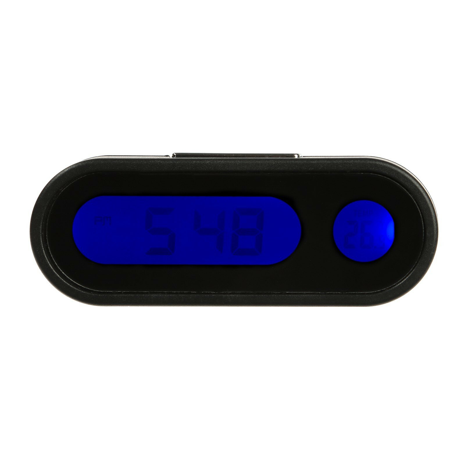 Часы-термометр Cartage, автомобильные с подсветкой, черный - фотография № 2