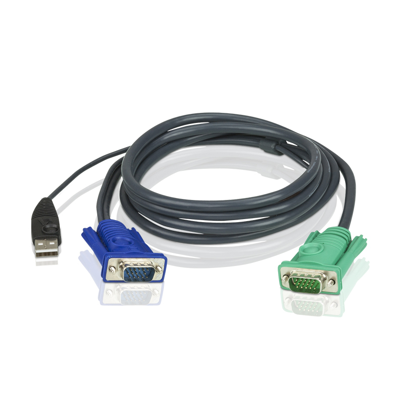 Кабель KVM USB(тип А Male)+HDB15(Male) SPHD15(Male) 50м. черный./ATEN/ CABLE HD15M/USB A(M)--SPHD15M 5M
