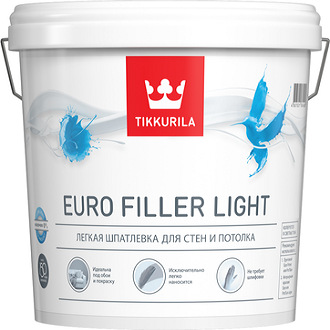 Шпатлевка Финишная Tikkurila Euro Filler Light 9л Легкая для Стен и Потолков / Тиккурила Евро Филлер Лайт.