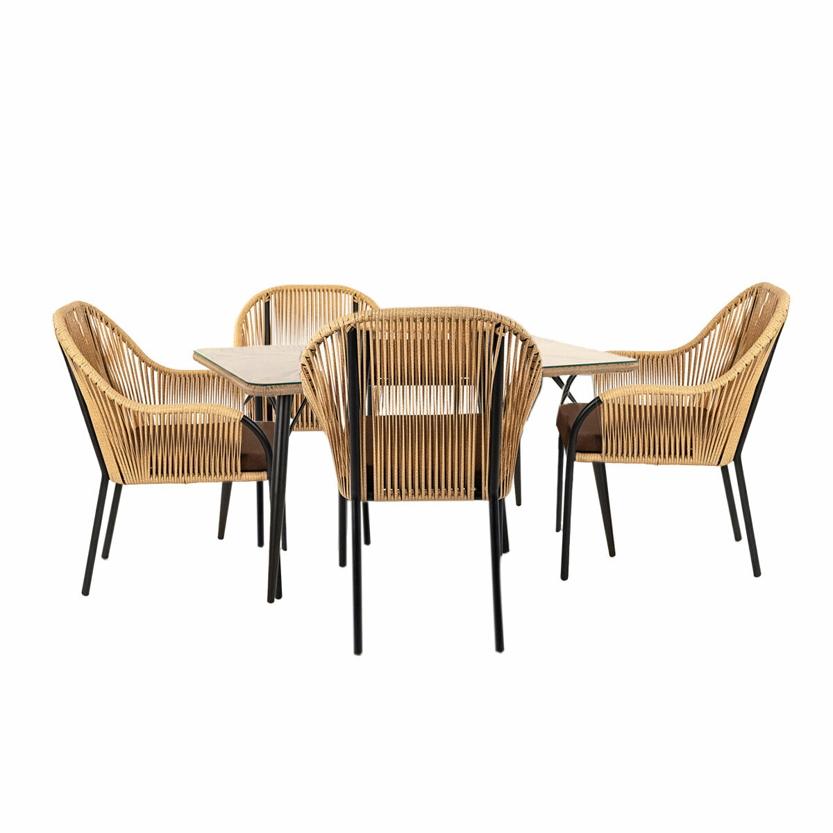 Комплект садовой мебели Alfart Nuar (4 стула 1 стол) черный/коричневый