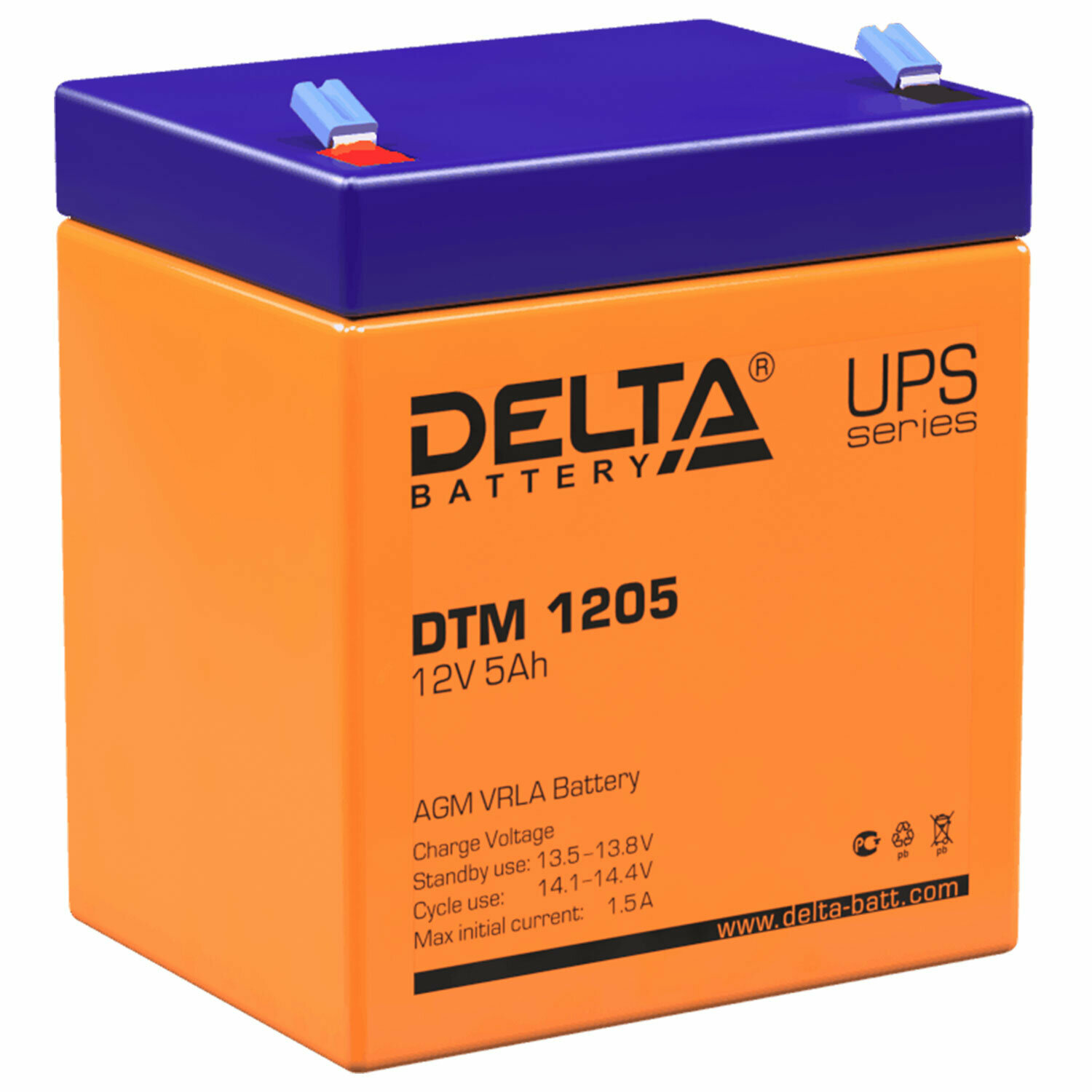 Аккумуляторная батарея DELTA для ИБП любых торговых марок 12 В 5 Ач 90х70х101 мм DTM 1205