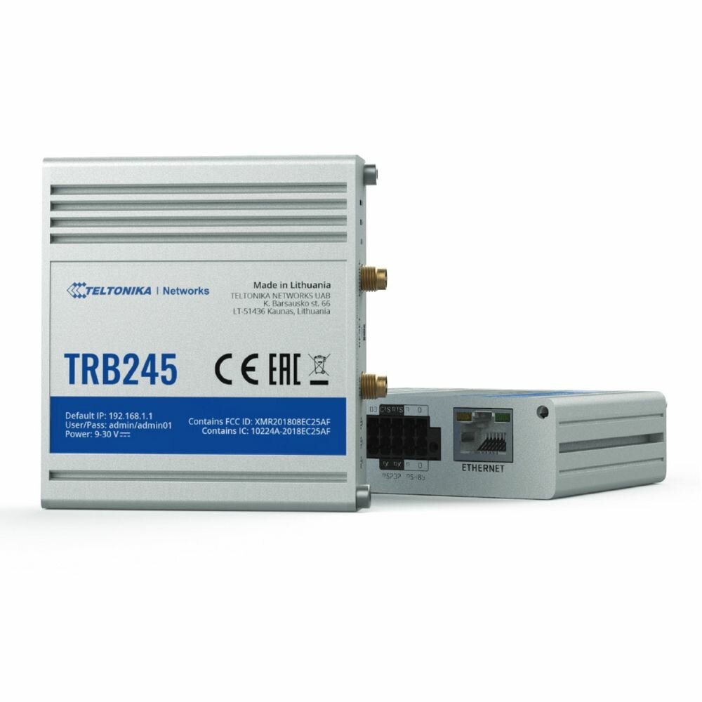 Teltonika ТRB245 (TRB24500000) industrial M2M LTE gateway 4G (LTE) cat4 3G / 2x SIM/ 1x RJ45 / digital i/o / RS232 / RS485 / GPS/GNSS ТRB245