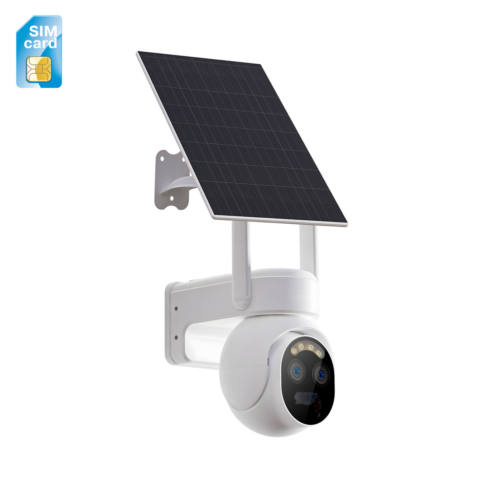 Поворотная беспроводная 4G 2MP уличная IP-камера СолярЛинк-4G-Dual ZC310(2MP) (C71358OP) с двойной солнечной панелью 6Вт и аккумулятором, с записью