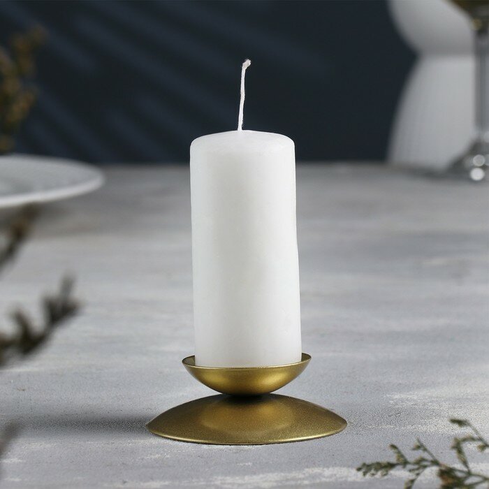 Подсвечник "Гадальный Н" металл на одну свечу, 7,3х3 см, золотой - фотография № 1