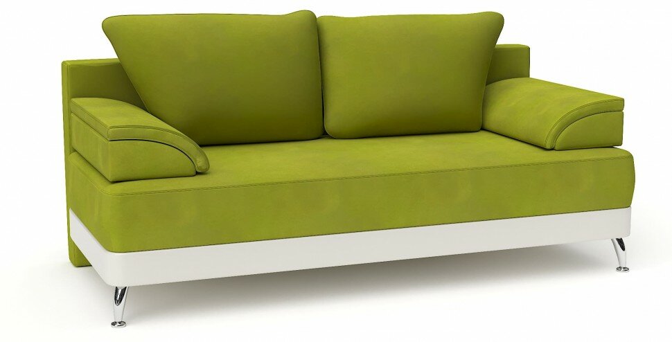 фото Диван прямой Алиа еврокнижка салатовый велюр+белая экокожа (пружинный блок "боннель")