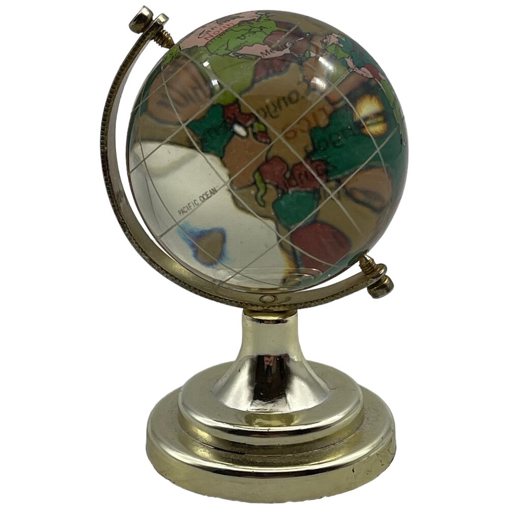 Глобус сувенирный, диаметр 5 см, цветной, стекло, металл, 2015-2020 гг, Китай