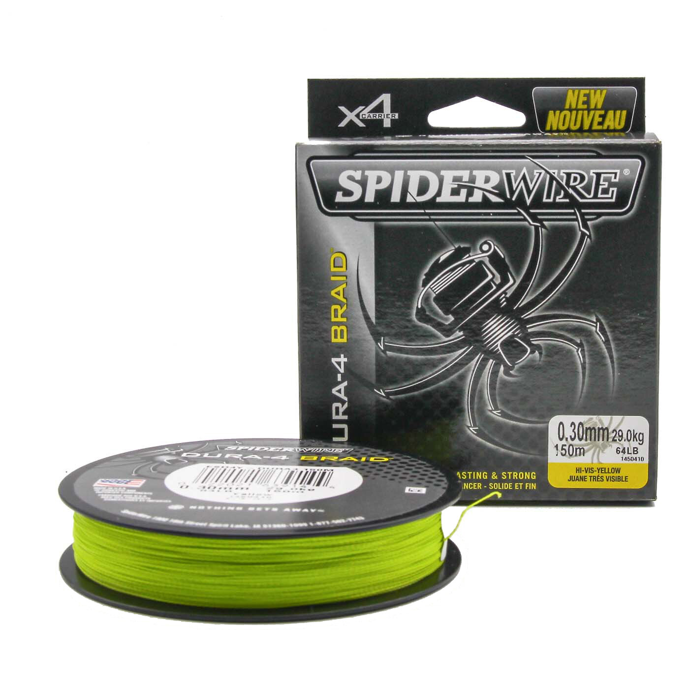 Spiderwire, Плетеная леска Dura4 Braid, 100м, 0.38мм, 22.7кг, 50lb, Yellow