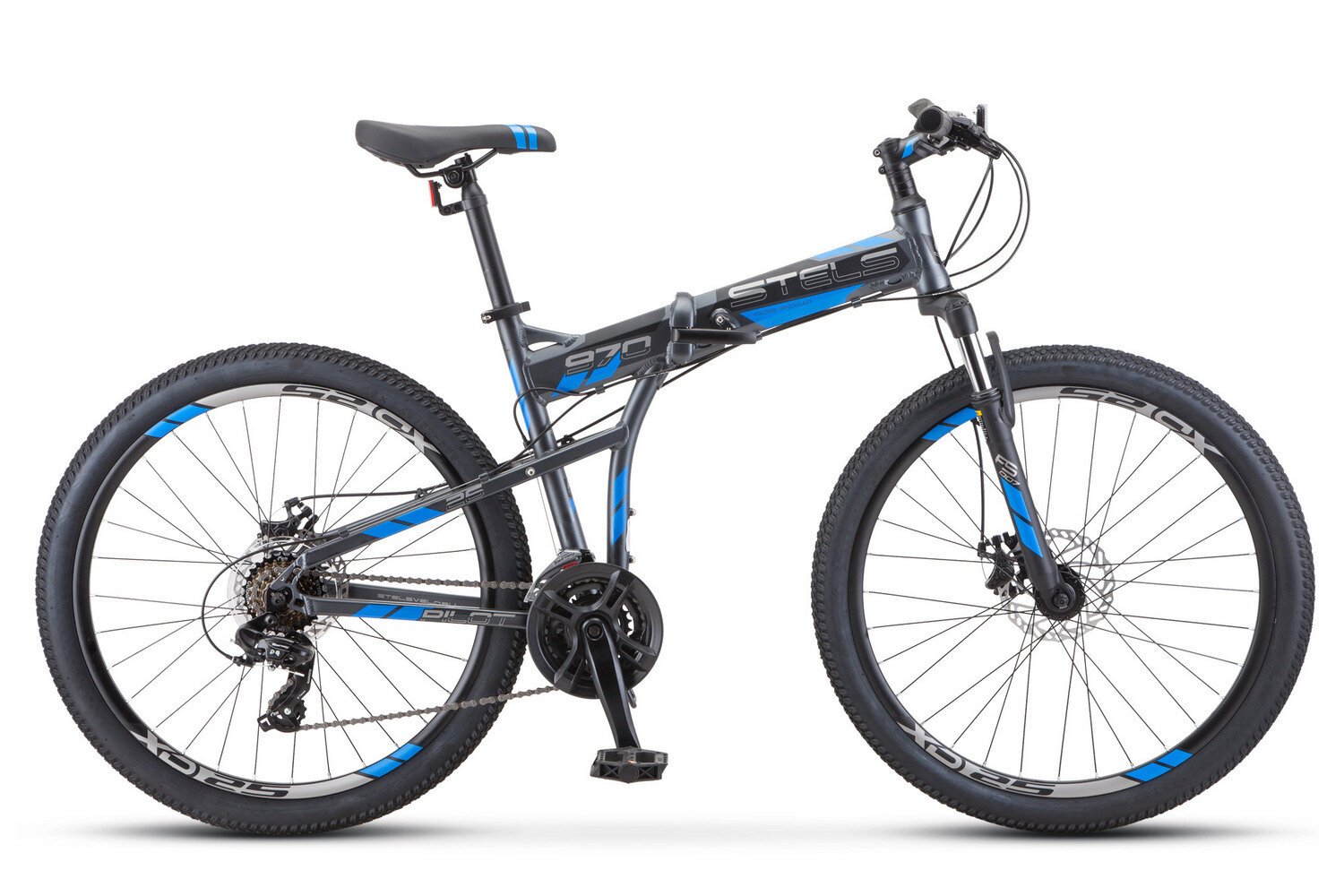 Складной велосипед Stels Pilot 970 MD V022 (2020), 17.5", (161-178 см), антрацитовый, собран и настроен
