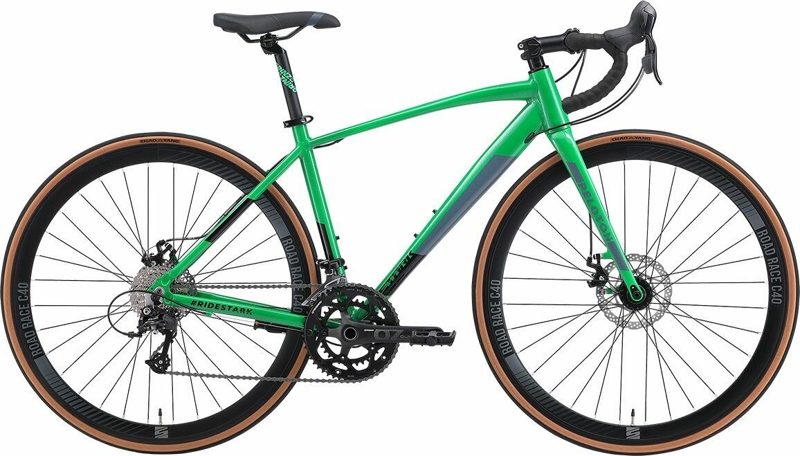 Велосипед Stark Peloton 700.4 D (2024) (Велосипед Stark'24 Peloton 700.4 D зеленый/черный, серый 22", HQ-0014156)