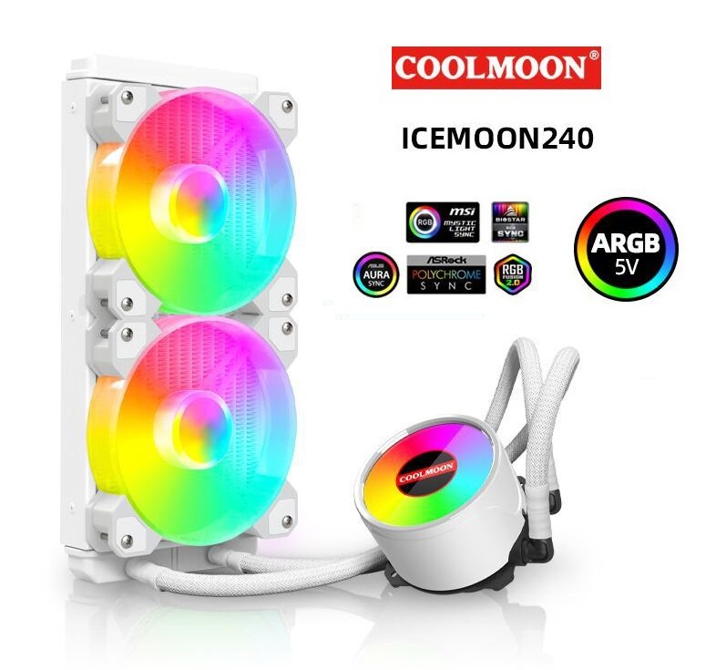 Система водяного охлаждения процессора Coolmoon ARGB 240. Белый