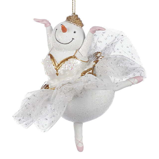 Goodwill Елочная игрушка Снеговик-Балерун Леруа в белой пачке 12 см подвеска TR 21210