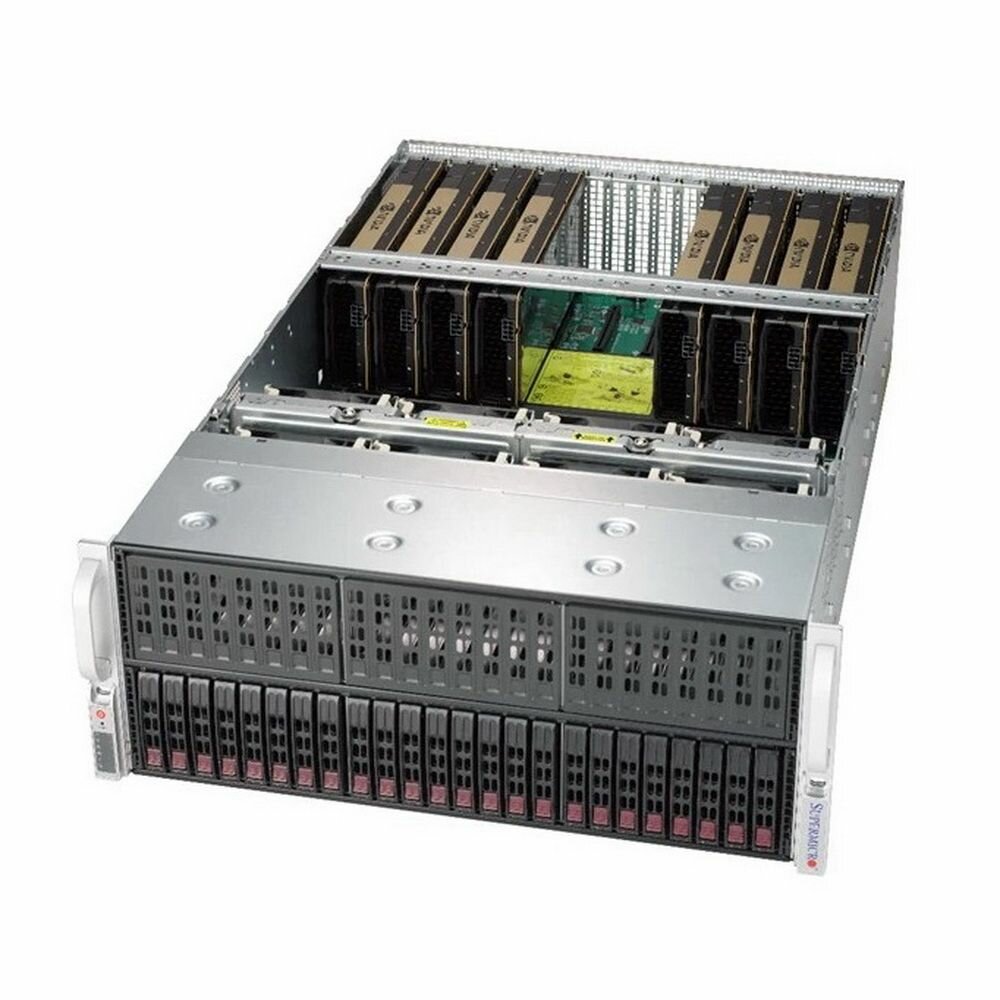 Сервер Supermicro SuperServer 4029GP-TRT3 без процессора/без ОЗУ/без накопителей/количество отсеков 2.5" hot swap: 24/4 x 500 Вт/LAN 10 Гбит/c