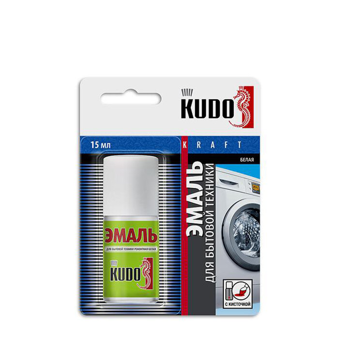 фото KUDO Эмаль KUDO для бытовой техники с кисточкой, 15 мл, белая, KU-7K1311