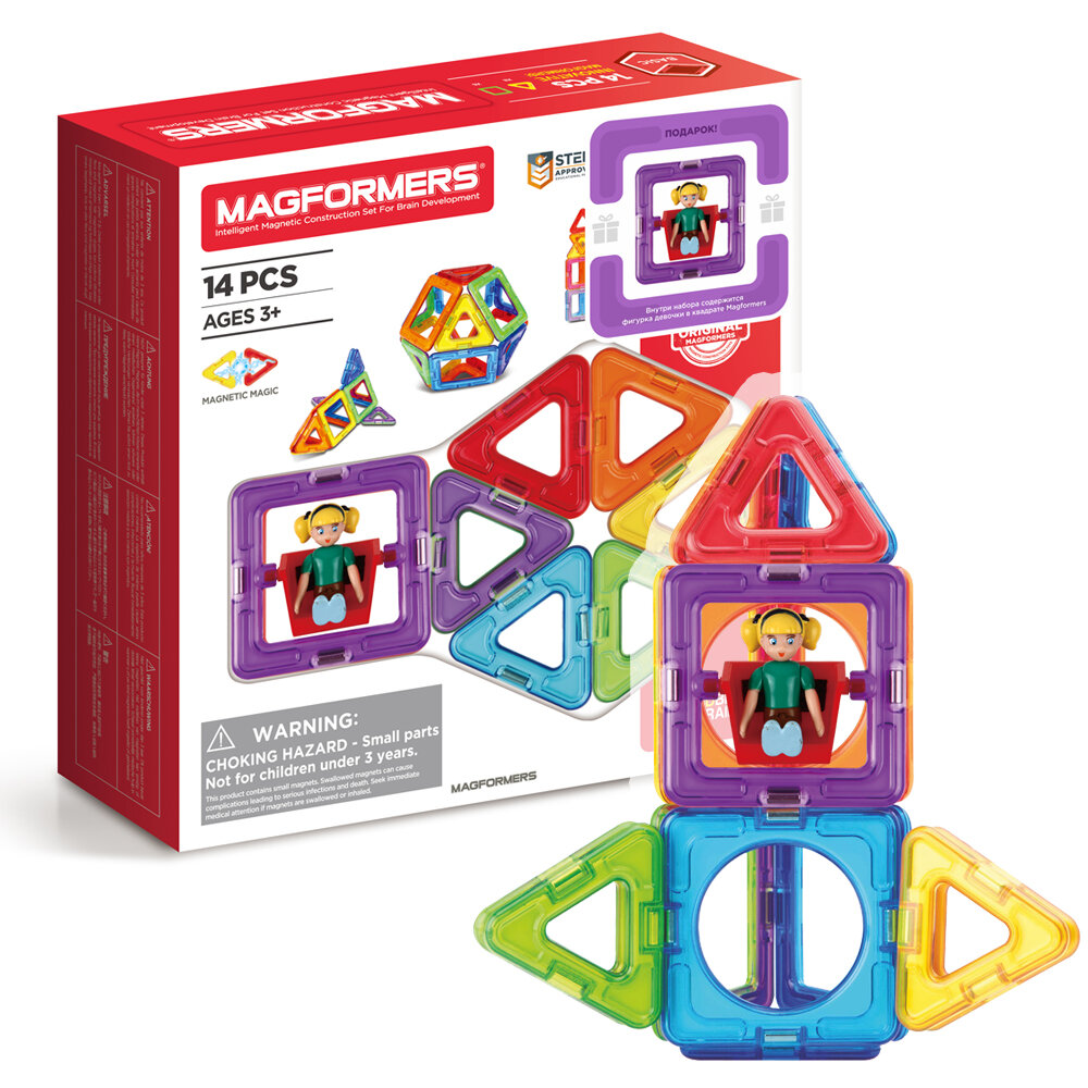 Магнитный конструктор MAGFORMERS 715013-Д Basic Plus 14 Set - Девочка