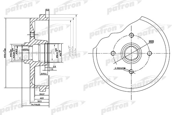 PATRON PDR1184 Барабан тормозной задн PDR1184