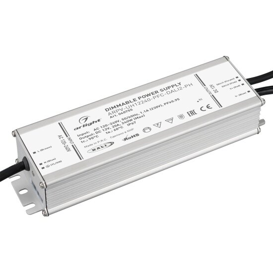 Блок питания Arlight ARPV-UH12240-PFC-DALI2-PH (12V, 20A, 240W) (, IP67 Металл, 7 лет)