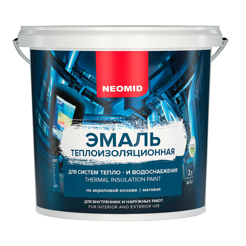 фото Эмаль теплоизоляционная Neomid белая 3 л