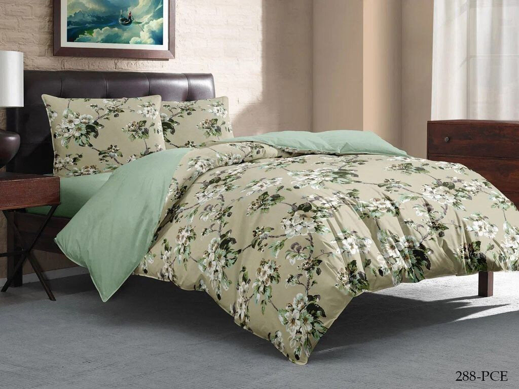 Постельное белье 2 спальное CL HOME Pure Cotton комплект растения хлопок поплин