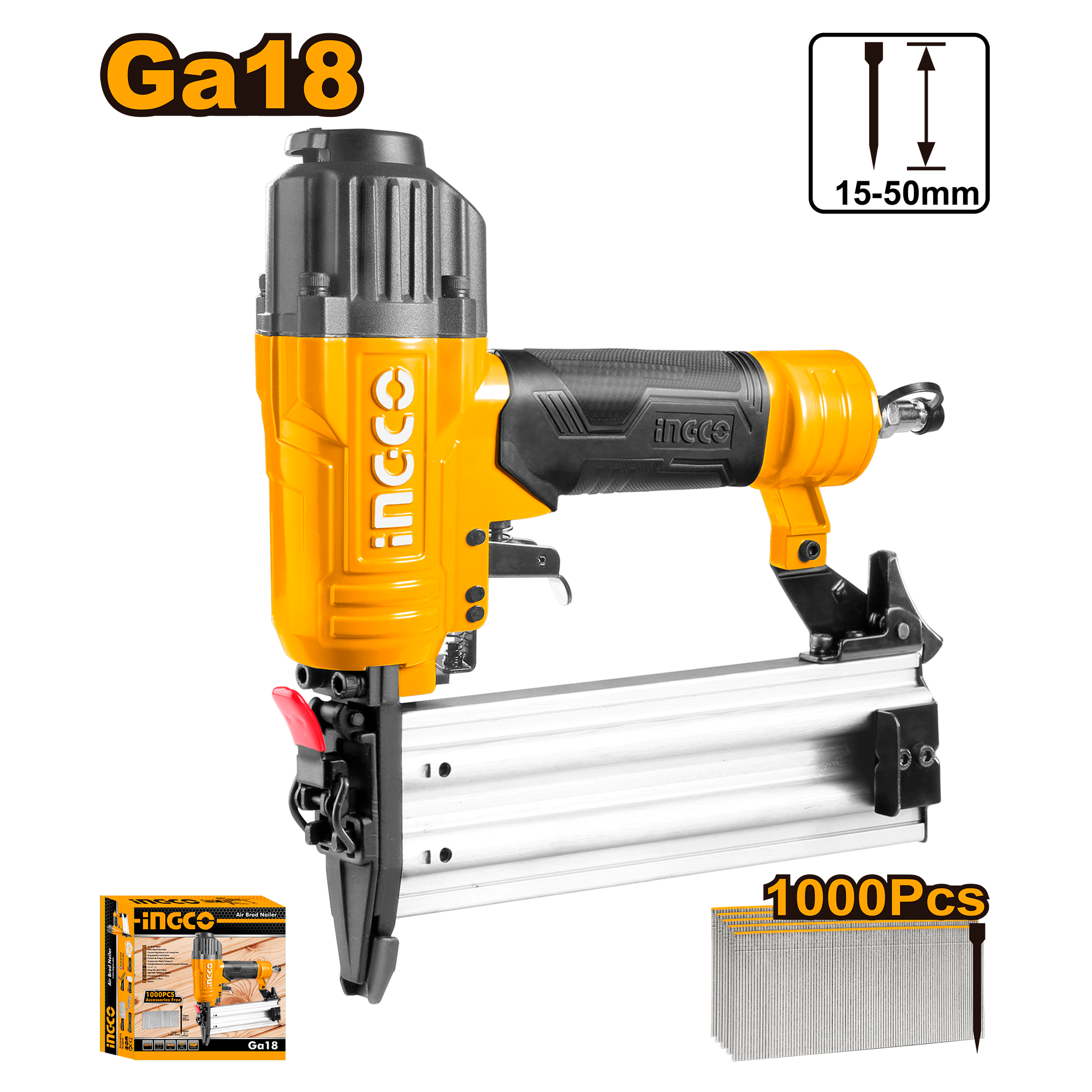 Пневматический нейлер для гвоздей INGCO ABN15501 Ga18 15-50 мм