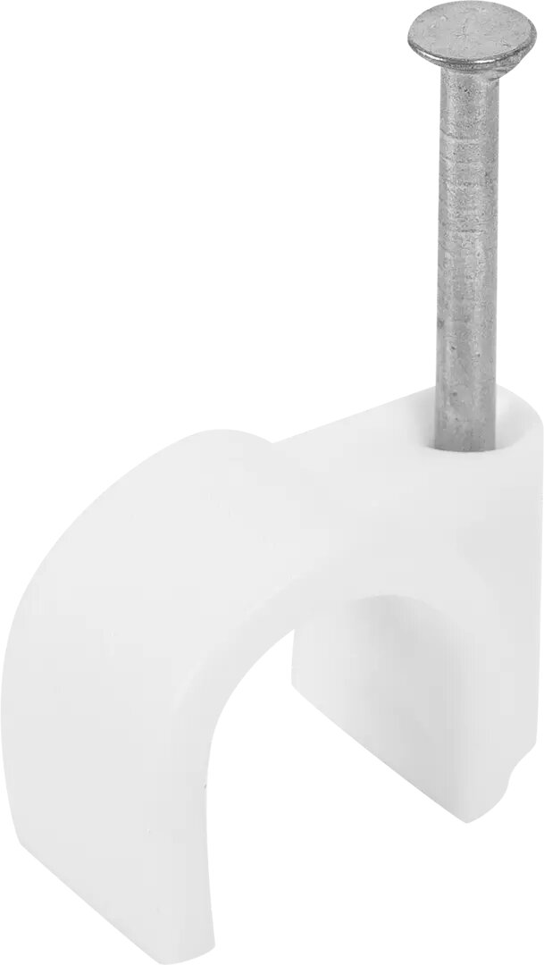Скоба для кабеля Экопласт 12 мм круглая пластик цвет белый 50 шт.