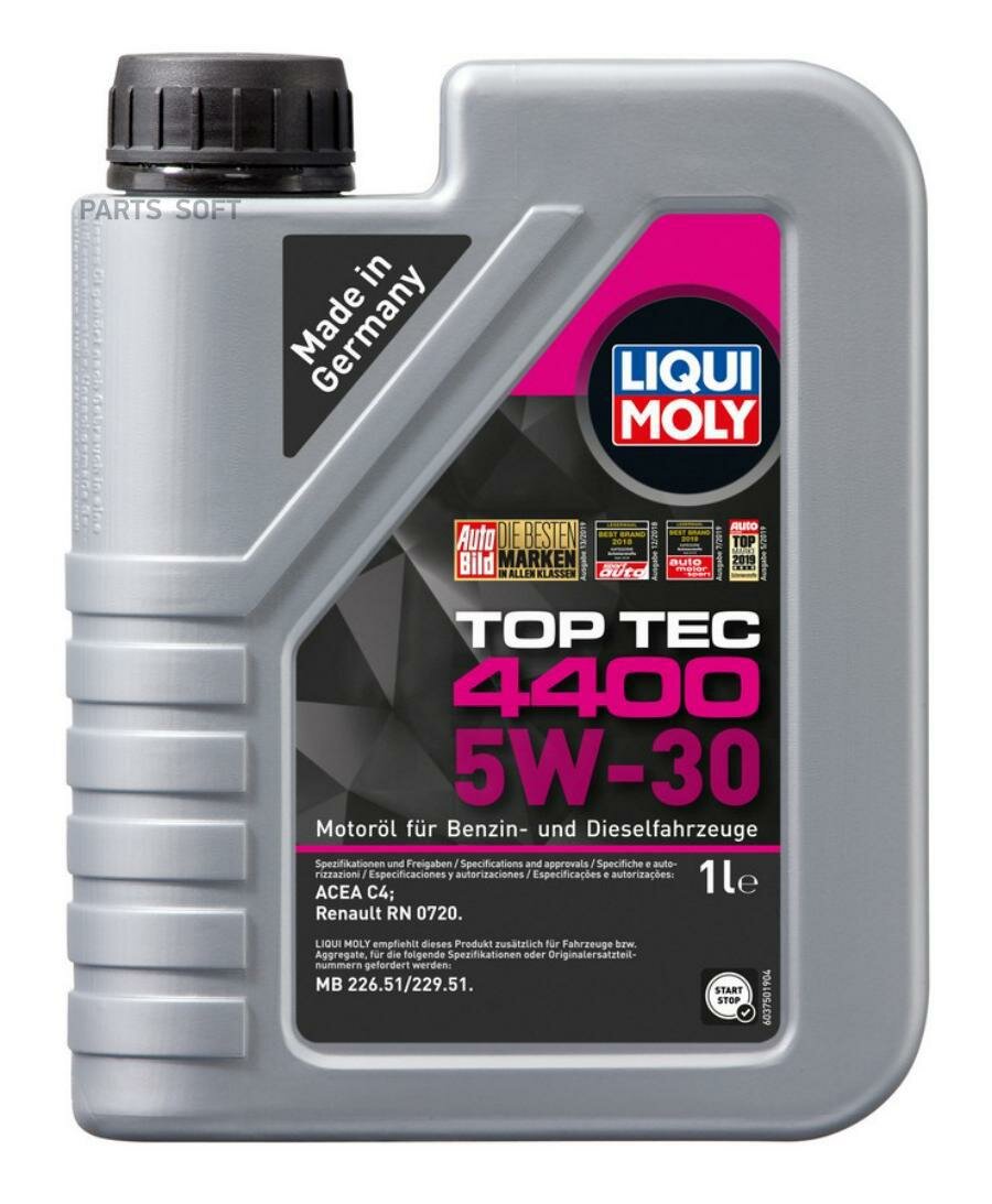 Масло моторное 5W30 LIQUI MOLY 1л НС синтетика Top Tec 4400 C4 Renault LIQUI MOLY 2319