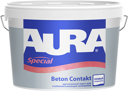 Адгезионный Грунт Aura Beton Contakt 14кг Белый для Внутренних и Наружных Работ / Аура.