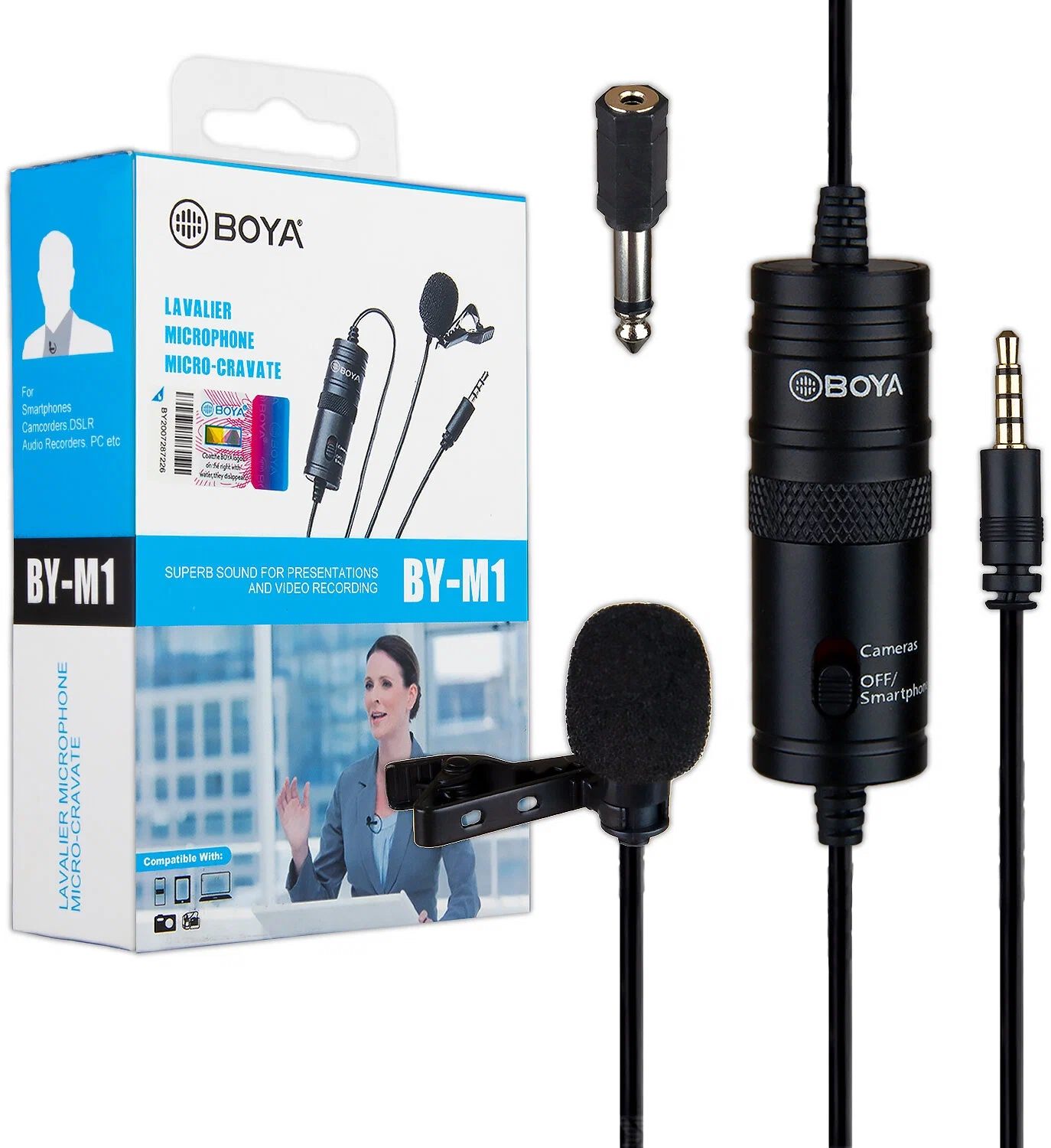 Петличный микрофон BOYA BY-M1 Pro, разъем: mini jack 3.5 mm, черный