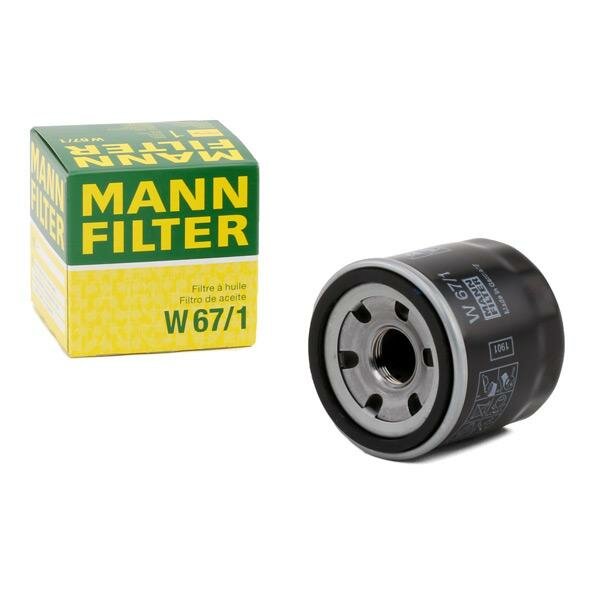 Фильтр масляный для Ниссан Микра К12 2002-2010 год выпуска (Nissan Micra K12) MANN-FILTER W 67/1